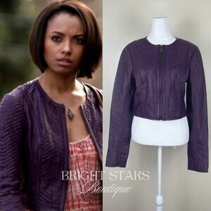 Rare Purple Leather Jacket ASO Bonnie Bennett The Vampire Diaries Y2K Casual